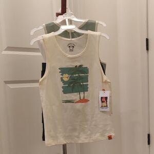 New! Free Planet Cream Sleeveless 2 Tank Tops & Shorts 3 Pc Set Sz 7